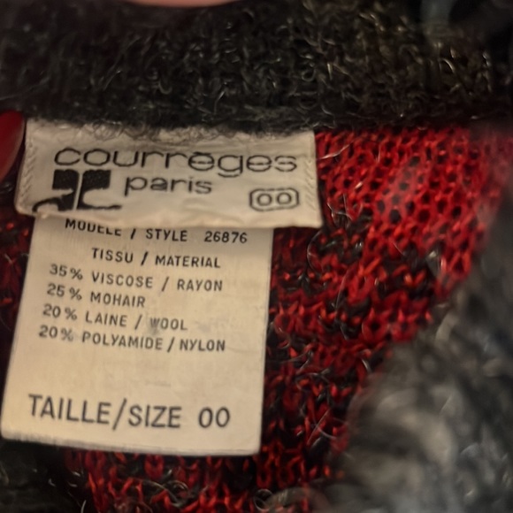 Vintage Courreges red and grey mock neck sweater - Picture 5 of 5